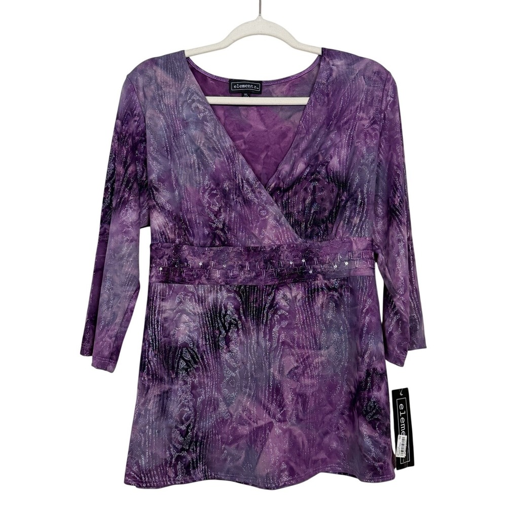NWT Vintage Y2K Purple Glitter Babydoll Top Sz XL Whimsigoth Fairy Grunge Gothic